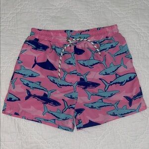 Pink Shark Print Swim Shorts